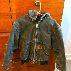 Carhartt Boys Dark Green Hooded Work Jacket